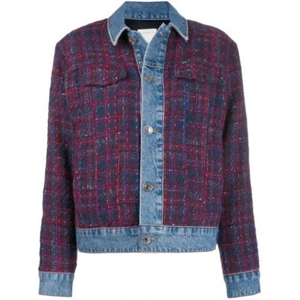 SANDRO Womens Jean Tweed Jacket Chelsy Metallic Denim Preppy - Size 38/M